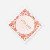 Retro Boho Pink Orange Floral Custom Baby Dusche Serviette (Ecke)