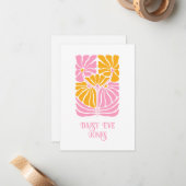 Retro Boho Pink Orange Gold Floral Mitteilungskarte (Vorderseite/Rückseite Beispiel)