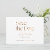 Retro Boho Pink Orange Minimalistische Hochzeit Save The Date (Stehend Vorderseite)
