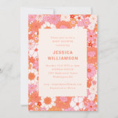 Retro Boho Pink Orange Niedliche Babydusche Einladung (Vorderseite)