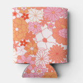 Retro Boho Pink Orange Niedliche Blume Dosenkühler (Rückseite)