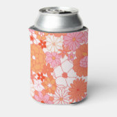 Retro Boho Pink Orange Niedliche Blume Dosenkühler (Kanne Rückseite)