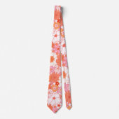 Retro Boho Pink Orange Niedliche Blume Krawatte (Vorderseite)