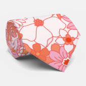 Retro Boho Pink Orange Niedliche Blume Krawatte (Gerollt)