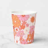 Retro Boho Pink Orange Niedliche Blume Pappbecher (Links)