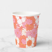 Retro Boho Pink Orange Niedliche Blume Pappbecher (Rechts)