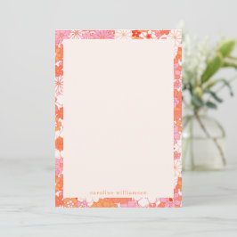 Retro Boho Pink Orange Personalisiert Name Mitteilungskarte