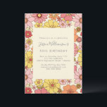 Retro Boho Pink Yellow Floral Groovy 50. Geburtsta Einladung<br><div class="desc">Retro Boho Pink Yellow Floral Groovy 50. Geburtstag</div>