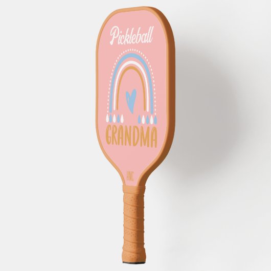 Retro Boho Rainbow Grandma Personalisiert Pickleball Schläger (Links)