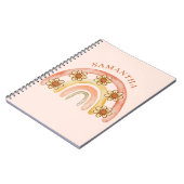 Retro Boho Rainbow Name Spiral Foto Notebook Notizblock (Linke Seite)