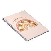 Retro Boho Rainbow Name Spiral Foto Notebook Notizblock (Rechte Seite)
