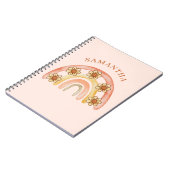 Retro Boho Rainbow Name Spiral Foto Notebook Notizblock (Linke Seite)