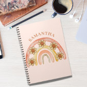 Retro Boho Rainbow Name Spiral Foto Notebook Notizblock