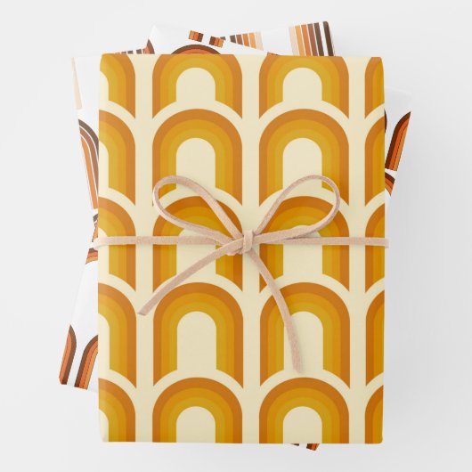 Retro Boho Rainbow Pattern 60er 70er Seventies Geschenkpapier Set (Beispiel)