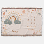 Retro Boho Rainbow Rust Baby Milestone Monate Decke (Vorderseite)