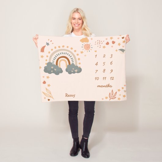 Retro Boho Rainbow Rust Baby Milestone Monate Fleecedecke (Beispiel)