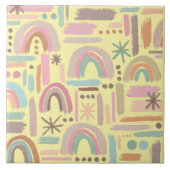 Retro-Boho-Regenbogen-Dekorative Keramikfliese (Vorderseite)
