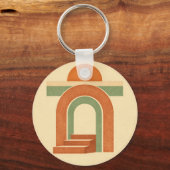 Retro-Boho-Regenbogenbogen-Minimalistisches Design Schlüsselanhänger (Rückseite)