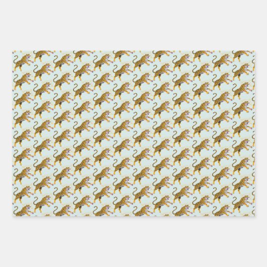 Retro Boho Roaring Tiger Orange Pink Geschenkpapier Set (Vorderseite 3)