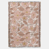 Retro Boho Rosa Botanisch Illustriert Floral Decke (Vorderseite Vertikal)