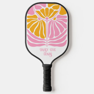 Retro Boho Rosa Gold Floral Personalisiert Pickleball Schläger