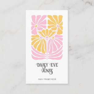 Retro Boho Rosa Gold Orange Blumenmuster Visitenkarte