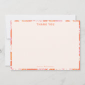 Retro Boho Rosa Orangefarbenes Blumenmuster Süße B Dankeskarte (Vorderseite)