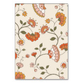 Retro Boho Rot Gelb Blumenmuster Tischkarte Tischnummer (Rückseite)