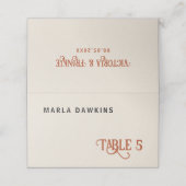 Retro Boho rotes Blumenmuster Faltblatt Faltschach Platzkarte (Außenseite Aufgefaltet)