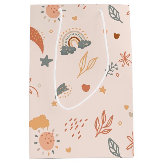 Retro Boho Rust Brown Mittlere Geschenktüte (Vorderseite)