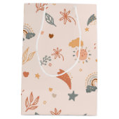 Retro Boho Rust Brown Mittlere Geschenktüte (Rückseite)