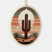 Retro-Boho-Saguaro-Kaktus-Wüsten-Sonnenuntergangs- Keramik Ornament (Rechts)