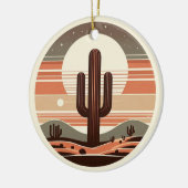 Retro-Boho-Saguaro-Kaktus-Wüsten-Sonnenuntergangs- Keramik Ornament (Links)