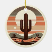 Retro-Boho-Saguaro-Kaktus-Wüsten-Sonnenuntergangs- Keramik Ornament (Hinten)