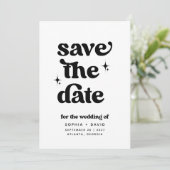 Retro Boho Save the Date Schwarzweißkarten Einladung (Stehend Vorderseite)
