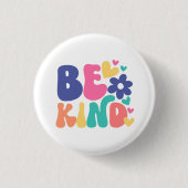Retro Boho Sei nett  – Farbige Groovy-Blumenherz Button (Vorderseite)