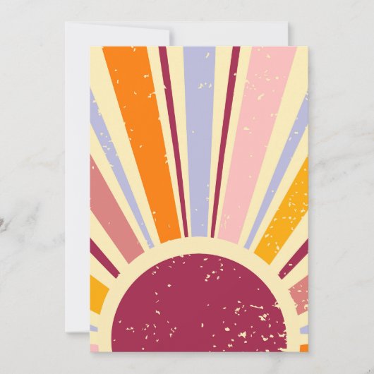 Retro Boho Sonne Einladung (Vorderseite)