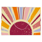 Retro Boho Sonne Große Geschenktüte (Rückseite)