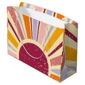 Retro Boho Sonne Große Geschenktüte (Rückseite Schrägansicht)