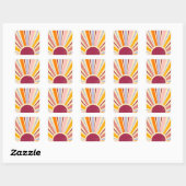 Retro Boho Sonne Quadratischer Aufkleber (Blatt)
