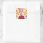 Retro Boho Sonne Quadratischer Aufkleber (Tasche)