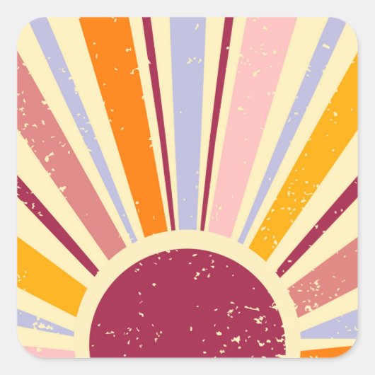 Retro Boho Sonne Quadratischer Aufkleber (Vorderseite)
