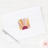 Retro Boho Sonne Quadratischer Aufkleber (Umschlag)