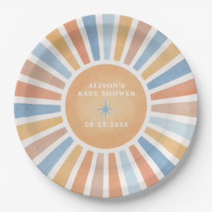 Retro-Boho-Sonnenjunge-Baby-Party Pappteller