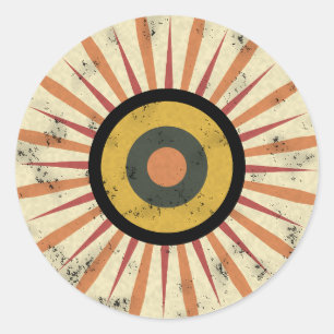 Retro-Boho-Sonnenstrahl-Design Runder Aufkleber