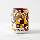 Retro-boho-Stil modern farbenfroh geometrisch Must Zweifarbige Tasse (Mittel)