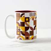 Retro-boho-Stil modern farbenfroh geometrisch Must Zweifarbige Tasse (Links)