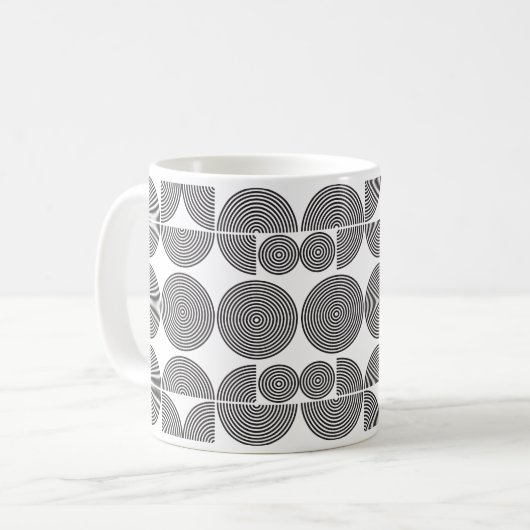 Retro-Boho Stil moderne schwarz geometrische Muste Kaffeetasse (Vorderseite Links)