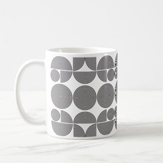 Retro-Boho Stil moderne schwarz geometrische Muste Kaffeetasse (Links)