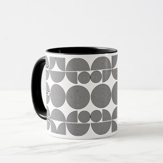 Retro-Boho Stil moderne schwarz geometrische Muste Tasse (Vorderseite Links)